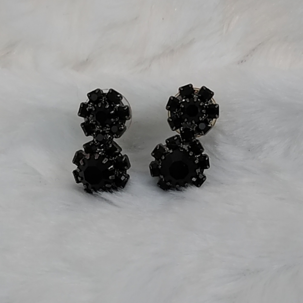 3/$15 Vintage Black Rhinestone Earrings